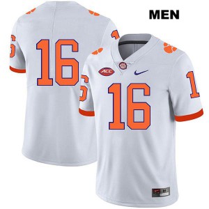 Men Ray Thornton III White Clemson National Championship #16 No Name Official Jerseys