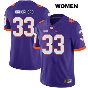 Women's Ruke Orhorhoro Purple Clemson University #33 Stitched Jerseys