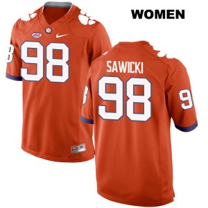 Women Steven Sawicki Orange Clemson Tigers #98 University Jersey