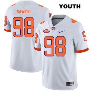 Youth Steven Sawicki White Clemson Tigers #98 Player Jersey