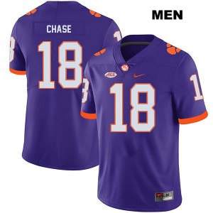 Men's T.J. Chase Purple Clemson University #18 Embroidery Jersey