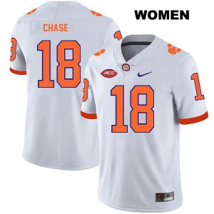 Women's T.J. Chase White Clemson University #18 NCAA Jerseys
