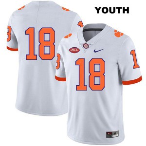 Youth T.J. Chase White Clemson University #18 No Name Football Jersey