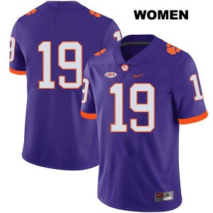 Women Tanner Muse Purple Clemson Tigers #19 No Name Player Jersey