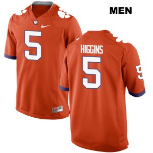 Men Tee Higgins Orange Clemson #5 Embroidery Jerseys