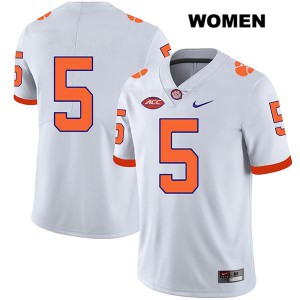 Womens Tee Higgins White Clemson University #5 No Name Stitched Jersey