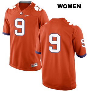 Women's Travis Etienne Orange Clemson Tigers #9 No Name Player Jersey