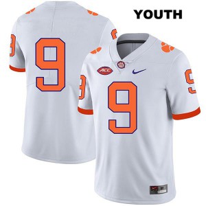 Youth Travis Etienne White Clemson Tigers #9 No Name Player Jerseys