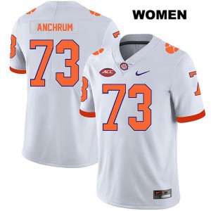 Womens Tremayne Anchrum White Clemson #73 Embroidery Jersey