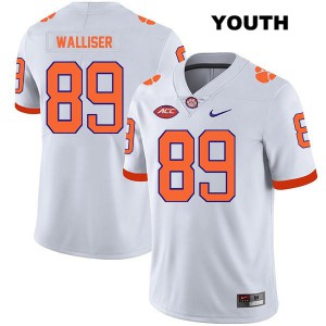 Youth Tristan Walliser White Clemson Tigers #89 Stitched Jersey