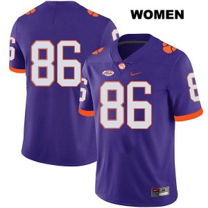 Women's Tye Herbstreit Purple Clemson Tigers #86 No Name Official Jerseys