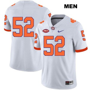 Mens Tyler Brown White Clemson Tigers #52 No Name University Jersey