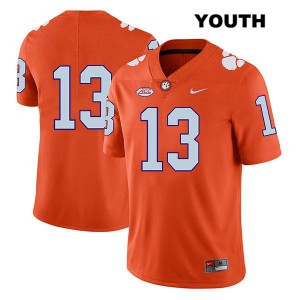 Youth Tyler Davis Orange Clemson University #13 No Name Football Jersey