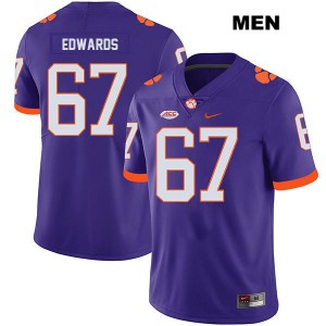 Men Will Edwards Purple Clemson Tigers #67 NCAA Jersey
