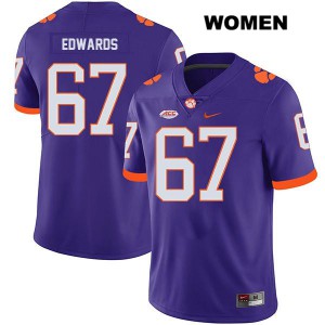 Women Will Edwards Purple Clemson Tigers #67 Stitched Jersey