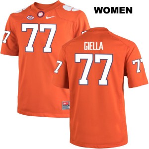 Women's Zach Giella Orange Clemson #77 University Jerseys