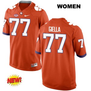 Women's Zach Giella Orange Clemson Tigers #77 NCAA Jerseys